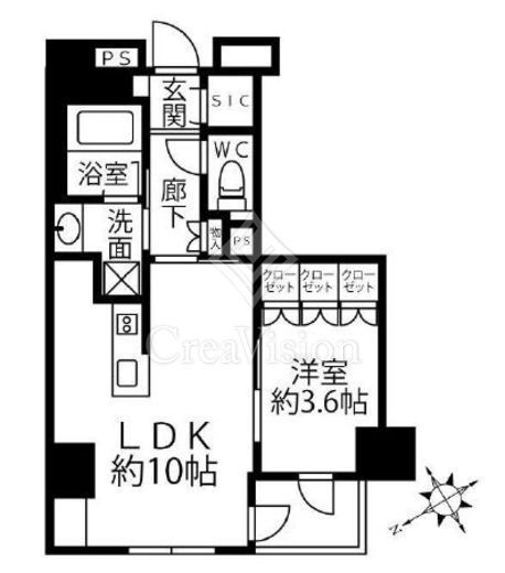 クリオラベルヴィ新富町　802号室　間取り