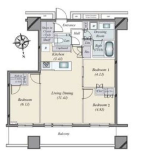 WORLD TOWER RESIDENCE　3402号室　間取り