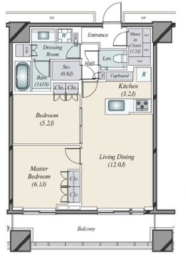WORLD TOWER RESIDENCE　37F2号室　間取り