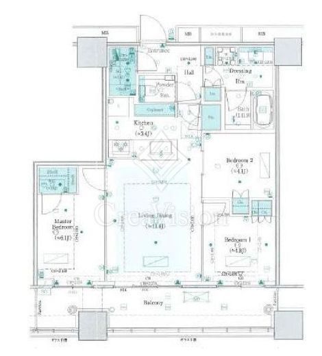 WORLD TOWER RESIDENCE　38F3号室　間取り