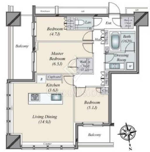 WORLD TOWER RESIDENCE　28F4号室　間取り