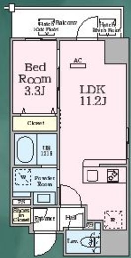 ゼンパレス日本橋　801号室　間取り