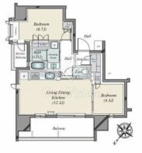 グランリビオ表参道　12F1号室　間取り