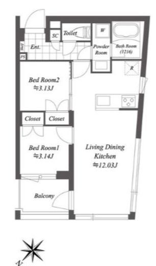 オープンブルーム渋谷本町　301号室　間取り