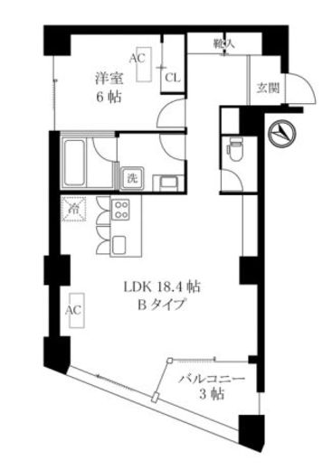 オレア日本橋浜町　302号室　間取り