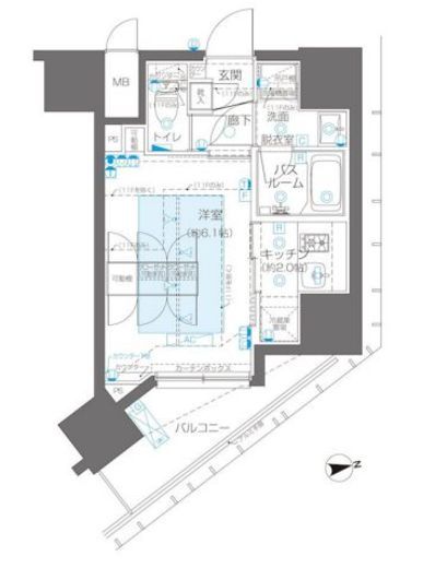 ZOOM新宿御苑前　1006号室　間取り