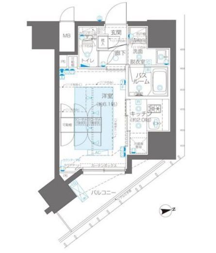 ZOOM新宿御苑前　606号室　間取り