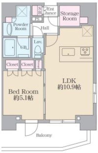 Reve City Sendagaya　1302号室　間取り