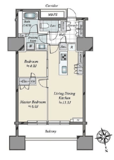 三田ガーデンヒルズ NORTH HILL　6F2号室　間取り