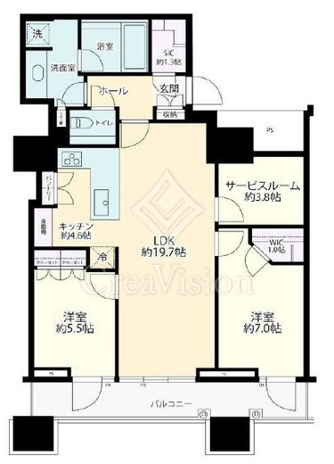 三田ガーデンヒルズ SOUTH HILL　7F1号室　間取り