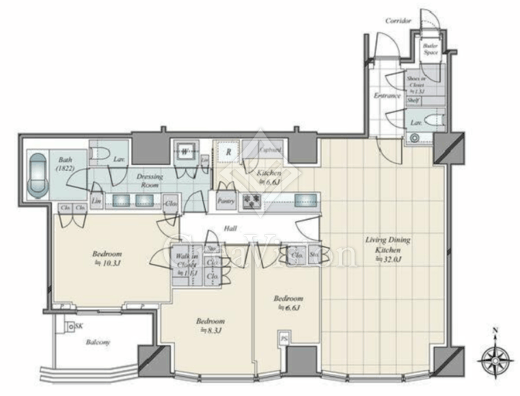 三田ガーデンヒルズ PARK MANSION　6F2号室　間取り