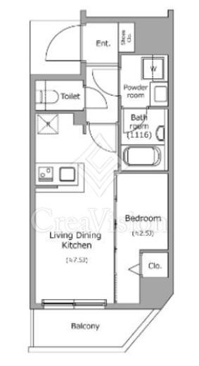 ＢＲＩＣＫ　ＲＥＳＩＤＥＮＣＥ　築地明石町　206号室　間取り