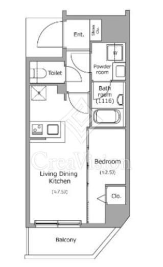 ＢＲＩＣＫ　ＲＥＳＩＤＥＮＣＥ　築地明石町　606号室　間取り