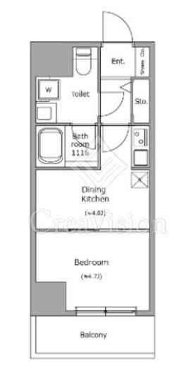 ＢＲＩＣＫ　ＲＥＳＩＤＥＮＣＥ　築地明石町　704号室　間取り