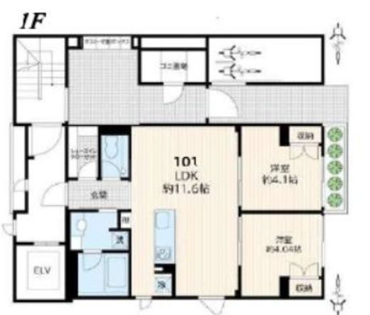 Fullea若松河田　101号室　間取り