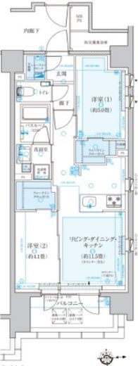 クリオラベルヴィ中央湊　1002号室　間取り