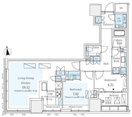 パークコートザ・三番町ハウス　1504号室　間取り