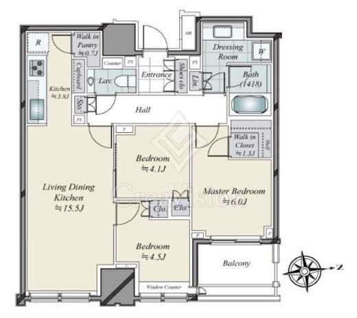 パークコートザ・三番町ハウス　1008号室　間取り