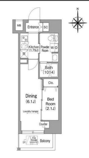 コンフォリア・リヴ下落合　1004号室　間取り