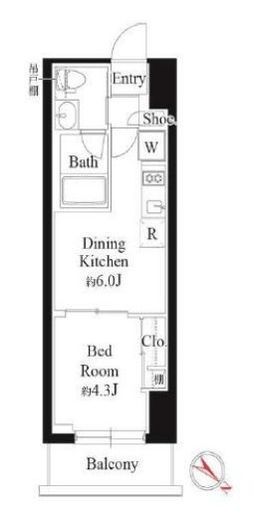 グランパセオ銀座築地　1203号室　間取り