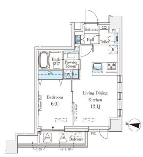 レフィールオーブ麻布仙台坂　403号室　間取り