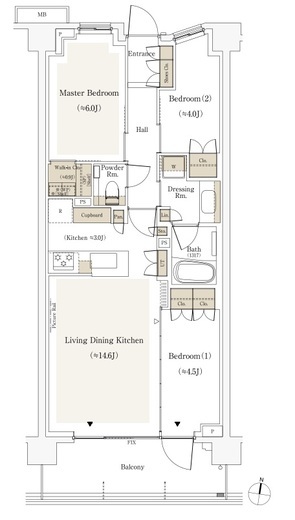パークシティ高田馬場　228-1号室　間取り