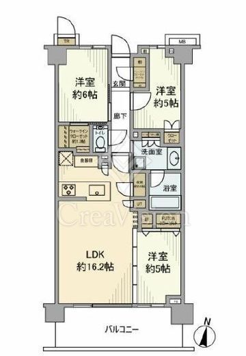 パークシティ高田馬場　3F3号室　間取り