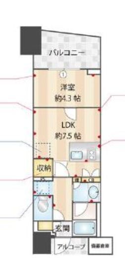 プラウド渋谷東　2F1号室　間取り