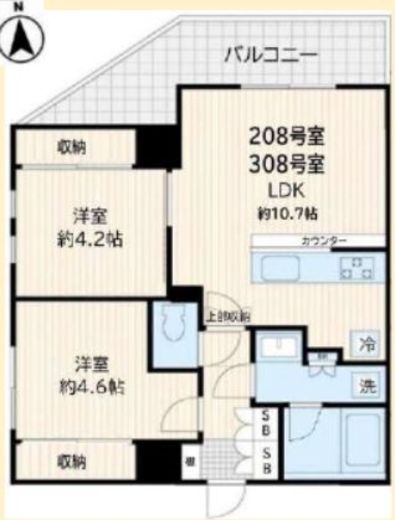 アルカンシエル新宿大京町　308号室　間取り