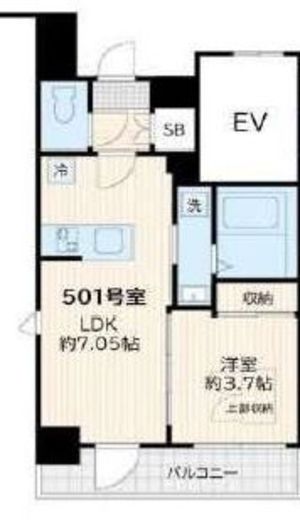 アルカンシエル新宿大京町　501号室　間取り