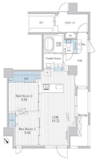 ＴＨＥ　ＡＫＡＳＡＫＡ　ＲＥＳＩＤＥＮＣＥ　Ｓ．Ｏ．Ａ．　－ｓｐｉｒｉ　302号室　間取り
