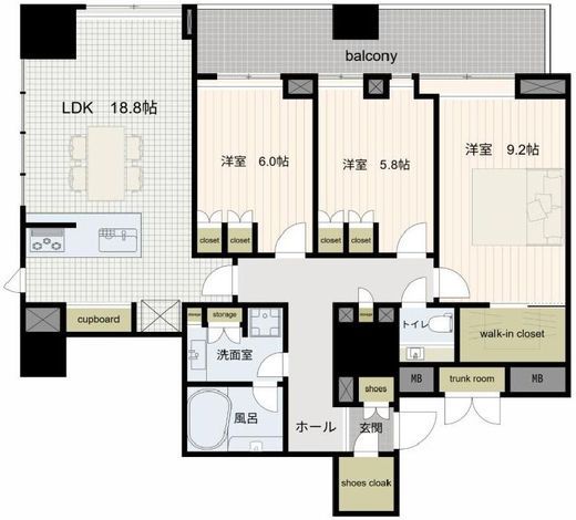 ブランズ千代田富士見　3F1号室　間取り