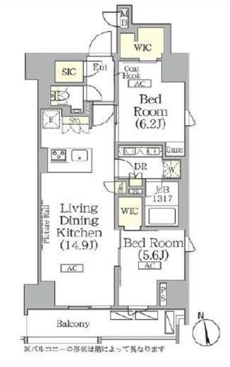 ザ・パークハビオ神楽坂レジデンスSouth　108号室　間取り