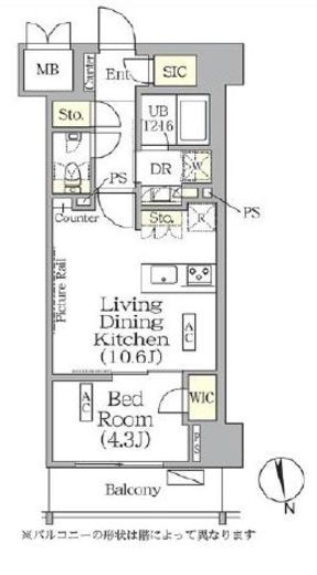 ザ・パークハビオ神楽坂レジデンスSouth　724号室　間取り