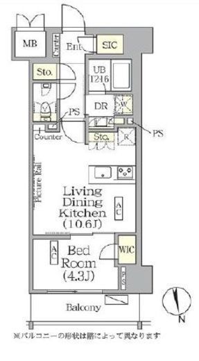 ザ・パークハビオ神楽坂レジデンスSouth　824号室　間取り