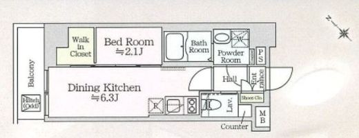 アイルプレミアム月島　601号室　間取り