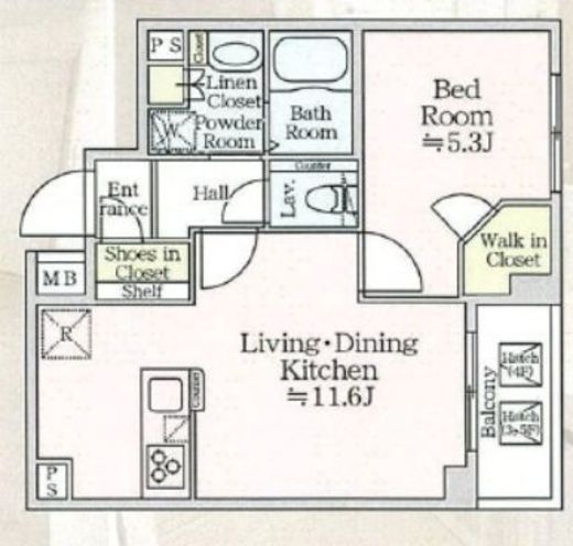 アイルプレミアム月島ドゥーエ　301号室　間取り