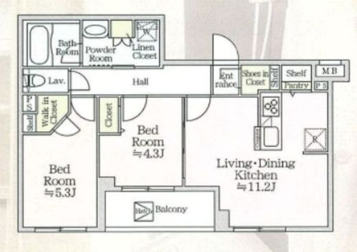 アイルプレミアム月島ドゥーエ　503号室　間取り