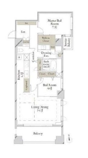 グランフィールド麻布霞町　305号室　間取り