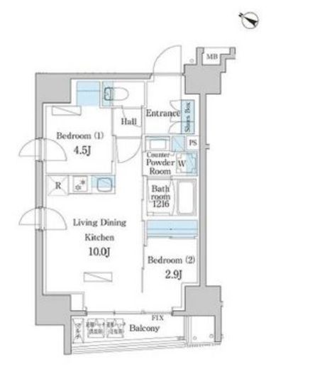 デュオフラッツ日本橋水天宮　401号室　間取り