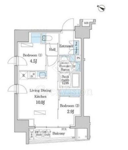 デュオフラッツ日本橋水天宮　1401号室　間取り