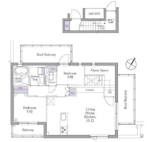イプセ白金　402号室　間取り