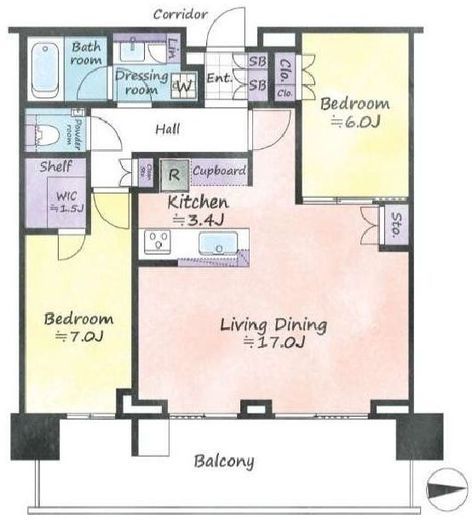 HARUMI FLAG SUN VILLAGE T棟 (晴海フラッグ サンヴィレッジ T棟)　3310号室　間取り