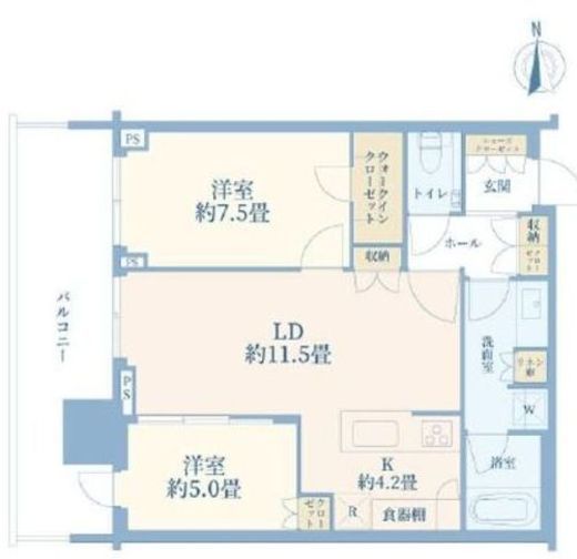 HARUMI FLAG SKYDUO SUN VILLAGE (晴海フラッグ スカイデュオ サンヴィレッジ)　404号室　間取り