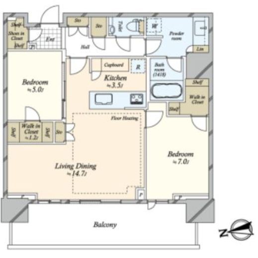 HARUMI FLAG SKYDUO SUN VILLAGE (晴海フラッグ スカイデュオ サンヴィレッジ)　40F5号室　間取り
