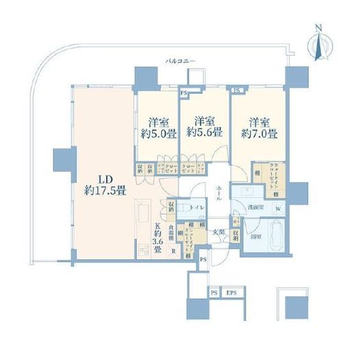 HARUMI FLAG SKYDUO SUN VILLAGE (晴海フラッグ スカイデュオ サンヴィレッジ)　4401号室　間取り
