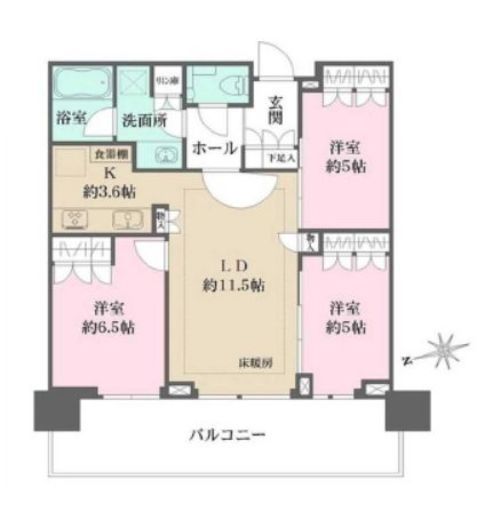 HARUMI FLAG SKYDUO SUN VILLAGE (晴海フラッグ スカイデュオ サンヴィレッジ)　4603号室　間取り