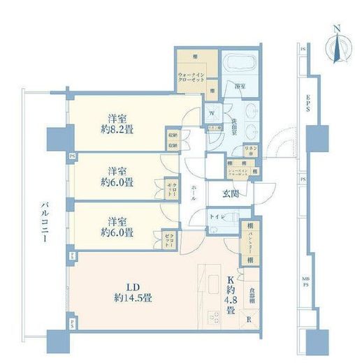 HARUMI FLAG SUN VILLAGE T棟 (晴海フラッグ サンヴィレッジ T棟)　4902号室　間取り