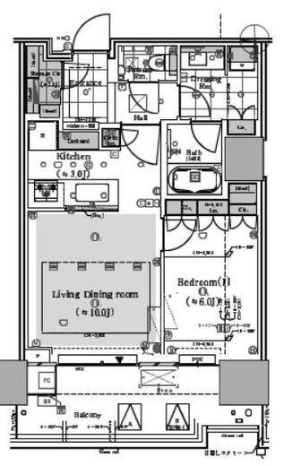 HARUMI FLAG SUN VILLAGE T棟 (晴海フラッグ サンヴィレッジ T棟)　4F1号室　間取り