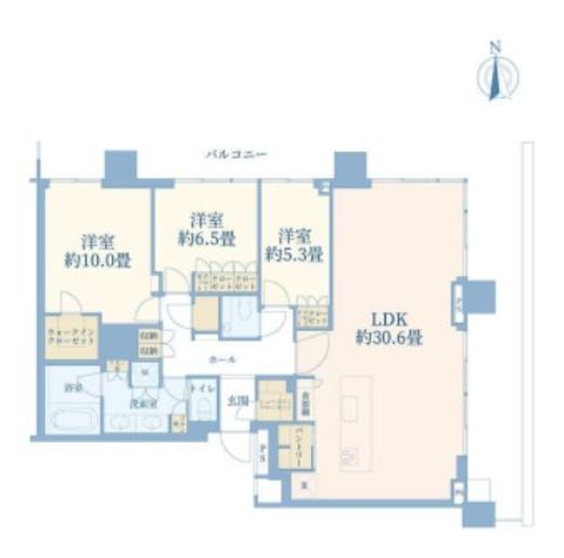 HARUMI FLAG SKYDUO SUN VILLAGE (晴海フラッグ スカイデュオ サンヴィレッジ)　5009号室　間取り